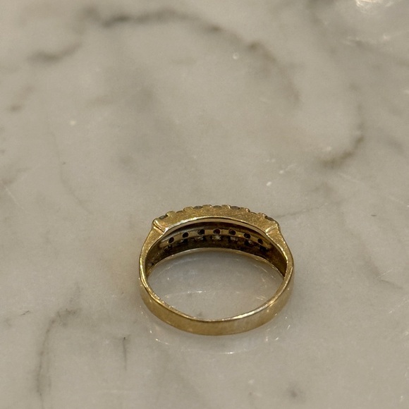 GOLD & DIAMOND Two-Row Cluster Band Ring, 10K Circa 1980s–90s - Picture 4 of 6